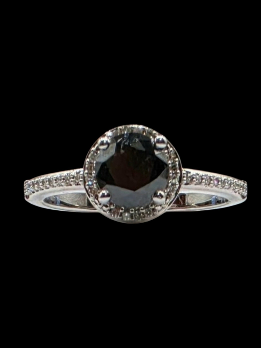 1.00 CTW Natural Black Diamond Halo Ring Solid 925 Sterling Silver Size 8